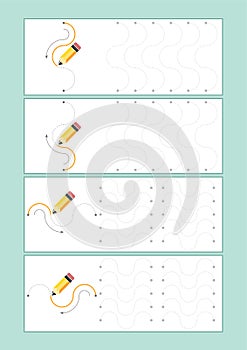 Tracing Lines vector for preschool or kindergarten and special Education. Tracing Lines for developing fineÂ motor skills